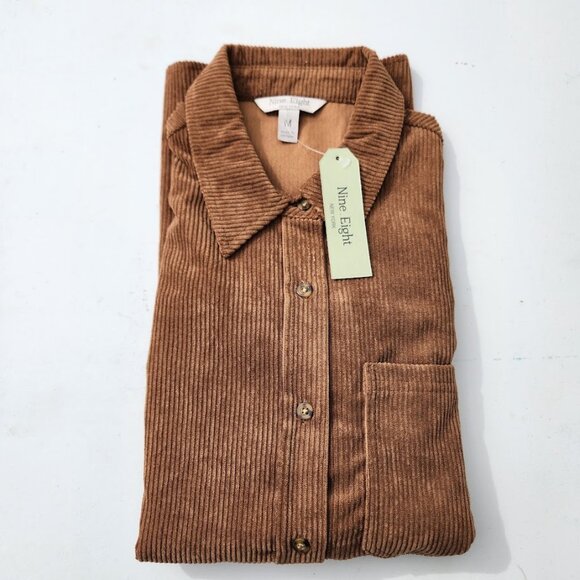 NEW Size Large Women’s Corduroy Shacket Jacket Shirt Button up Down L Amber Brow - Picture 2 of 14